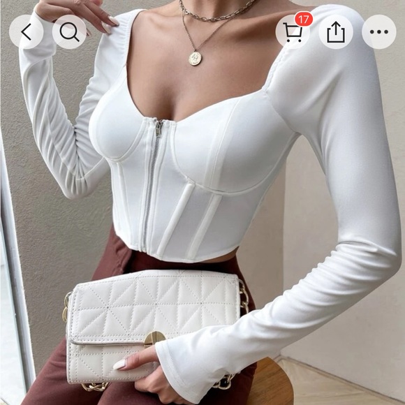 White long sleeve shirt with corset - Picture 3 of 4